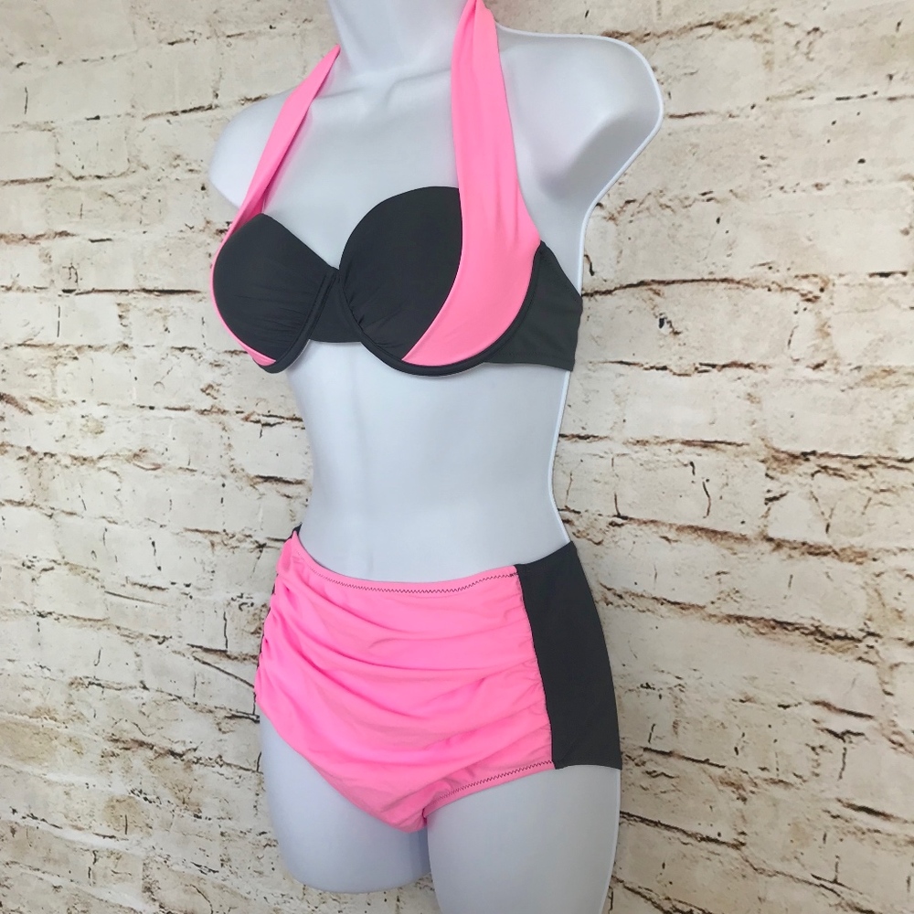 NWOT Halter Push Up Highwaisted Bikini Set